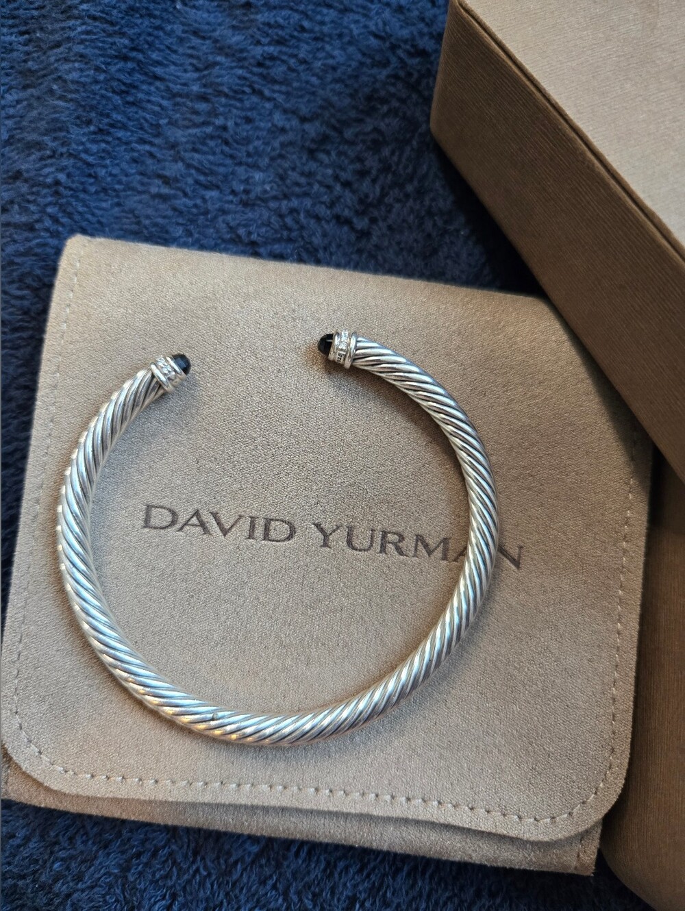 David Yurman Classic Cable Bracelet Sterling Silver With Black Onyx And Diamonds